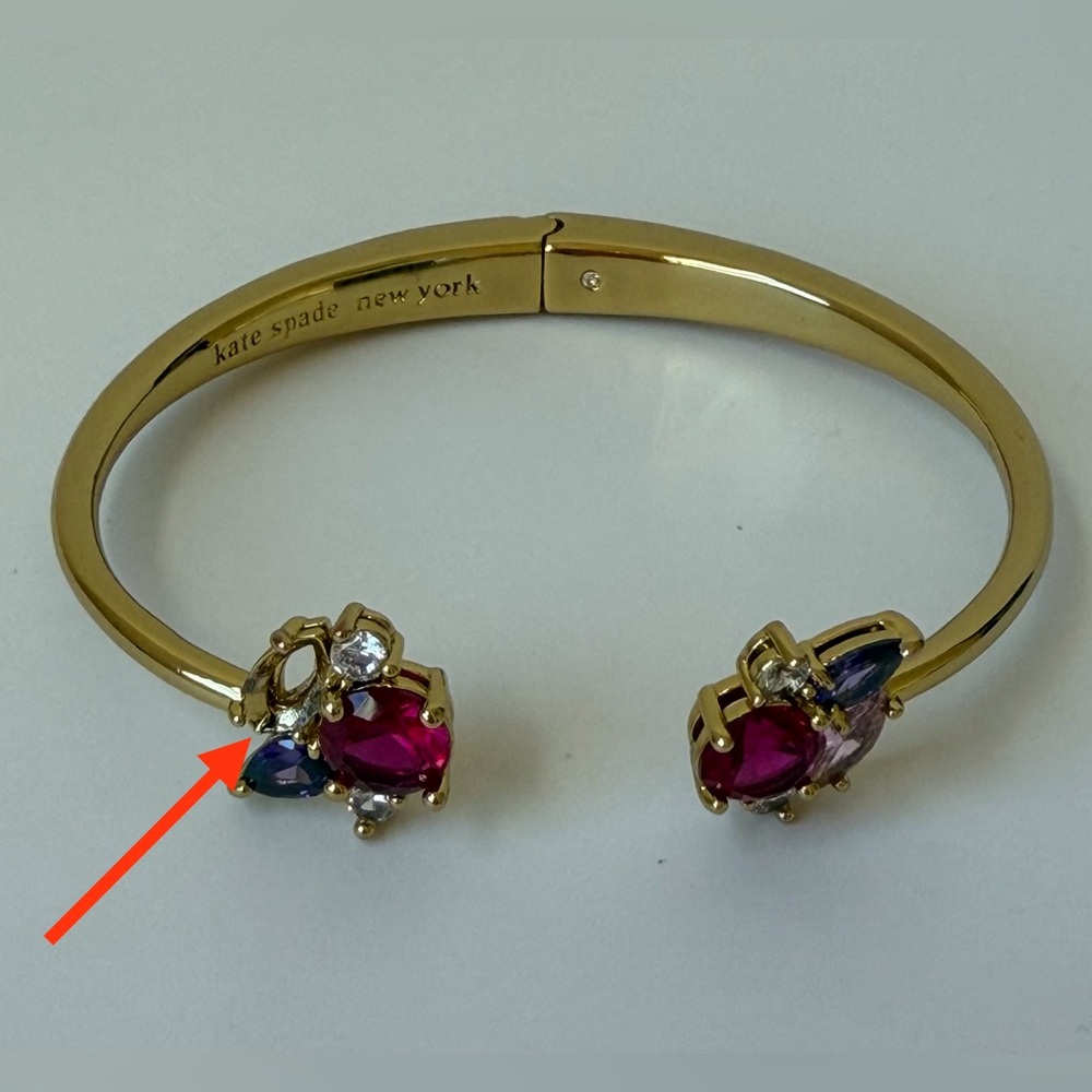 Kate Spade Gem Cluster Hinged Cuff Bangle Bracelet - MISSING ONE STONE